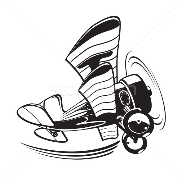 600x573 Vector Cartoon Biplane Vector Illustration Mechanik ( 6190195