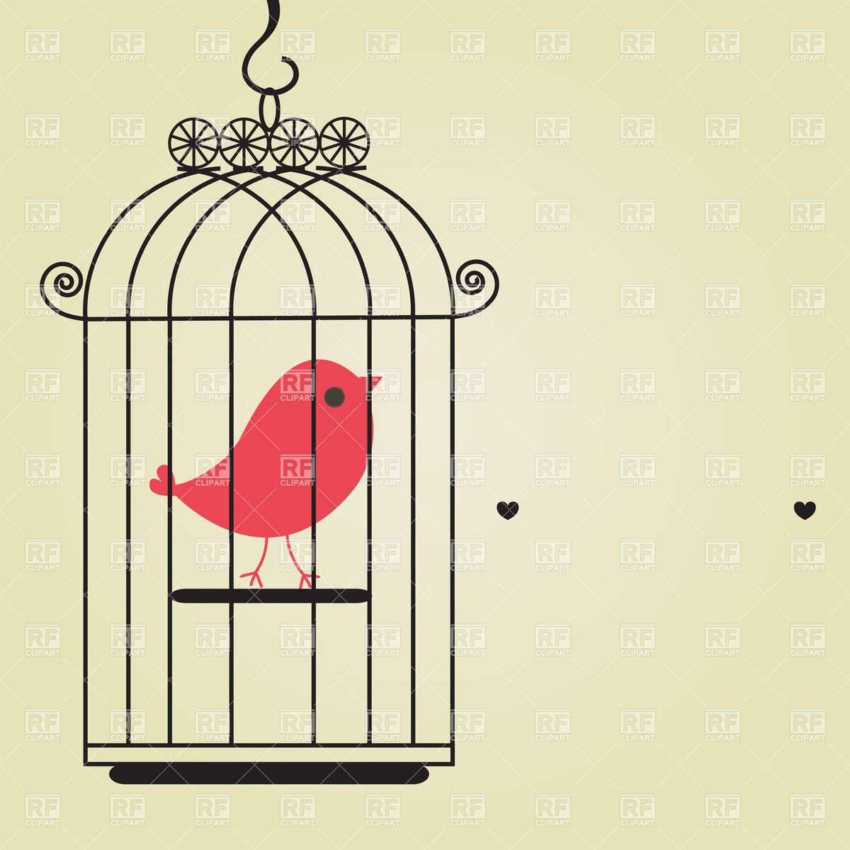 1200x1200 Red Canary Bird In Birdcage Vector Image Vector Artwork Of