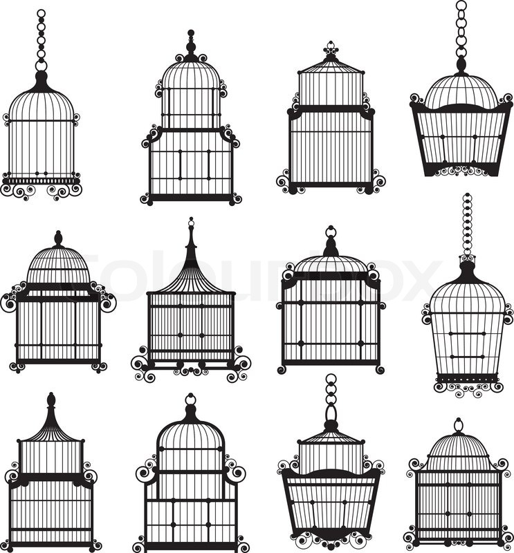 743x800 Set Of Ornamental Vintage Birdcage Vector Eps10 Stock Vector