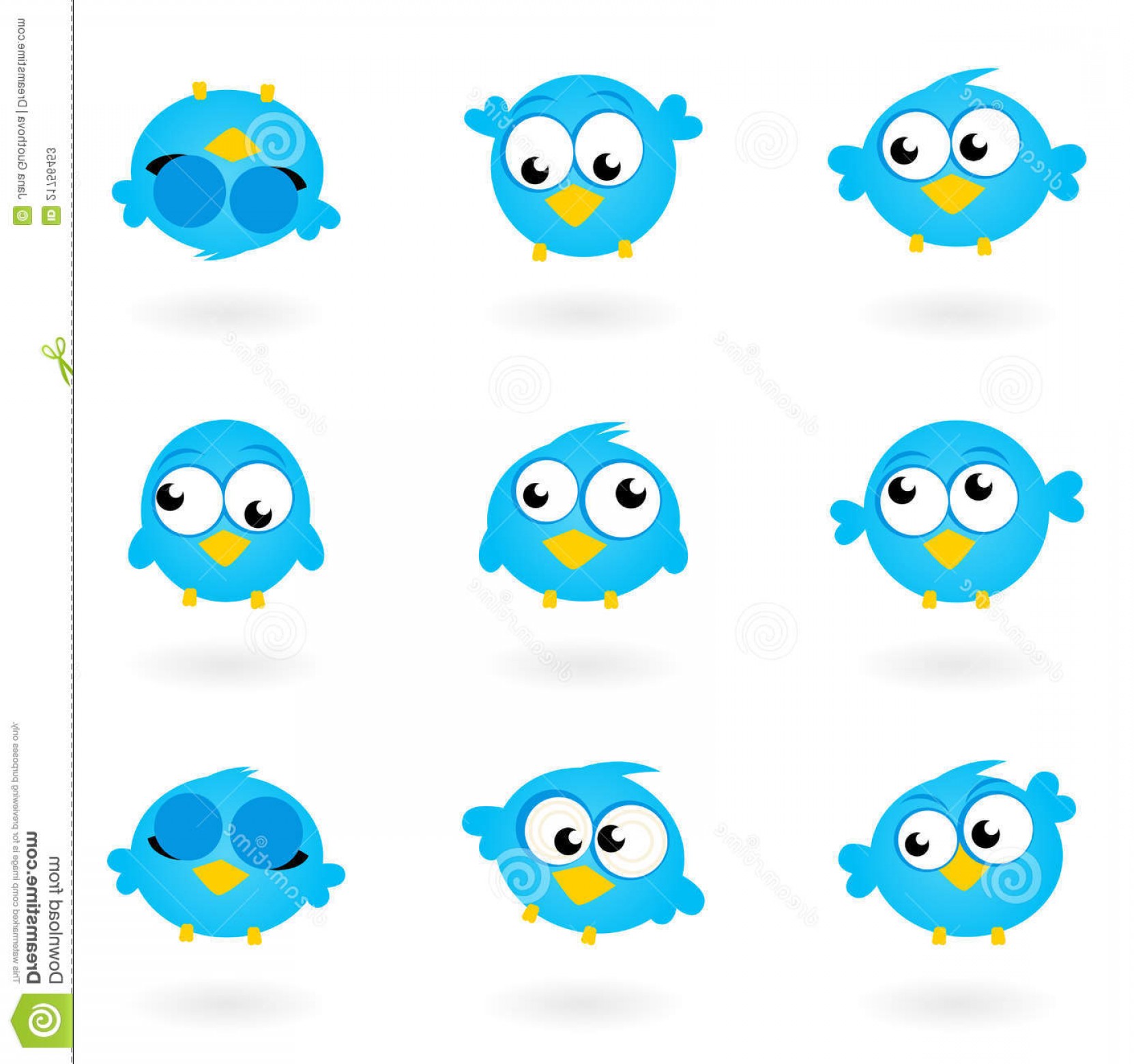 1662x1560 Stock Photos Cute Blue Vector Twitter Birds Icons Collection Image