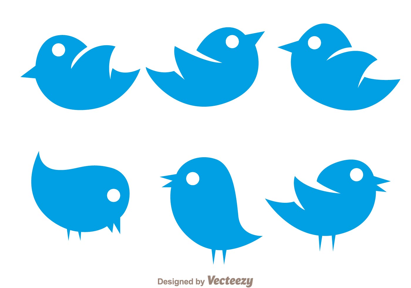 1400x980 Vector Simple Twiter Bird Icons