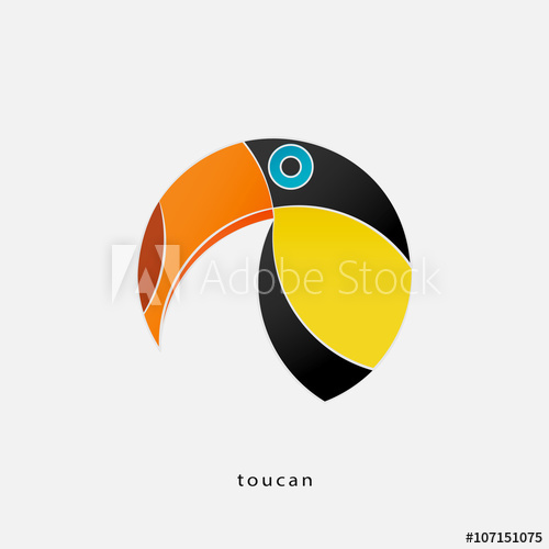 500x500 Colorful, Tropical Bird Icon Isolated On White Background. Vector