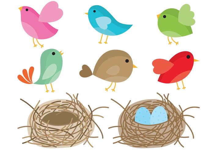 700x490 Birds In Nest Vector