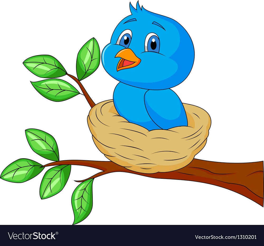 1000x933 Blue Bird Cartoon In The Nest Vector 1310201 Birds 2