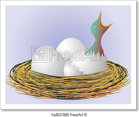 560x470 Free Art Print Of Hungry Bird In Nest