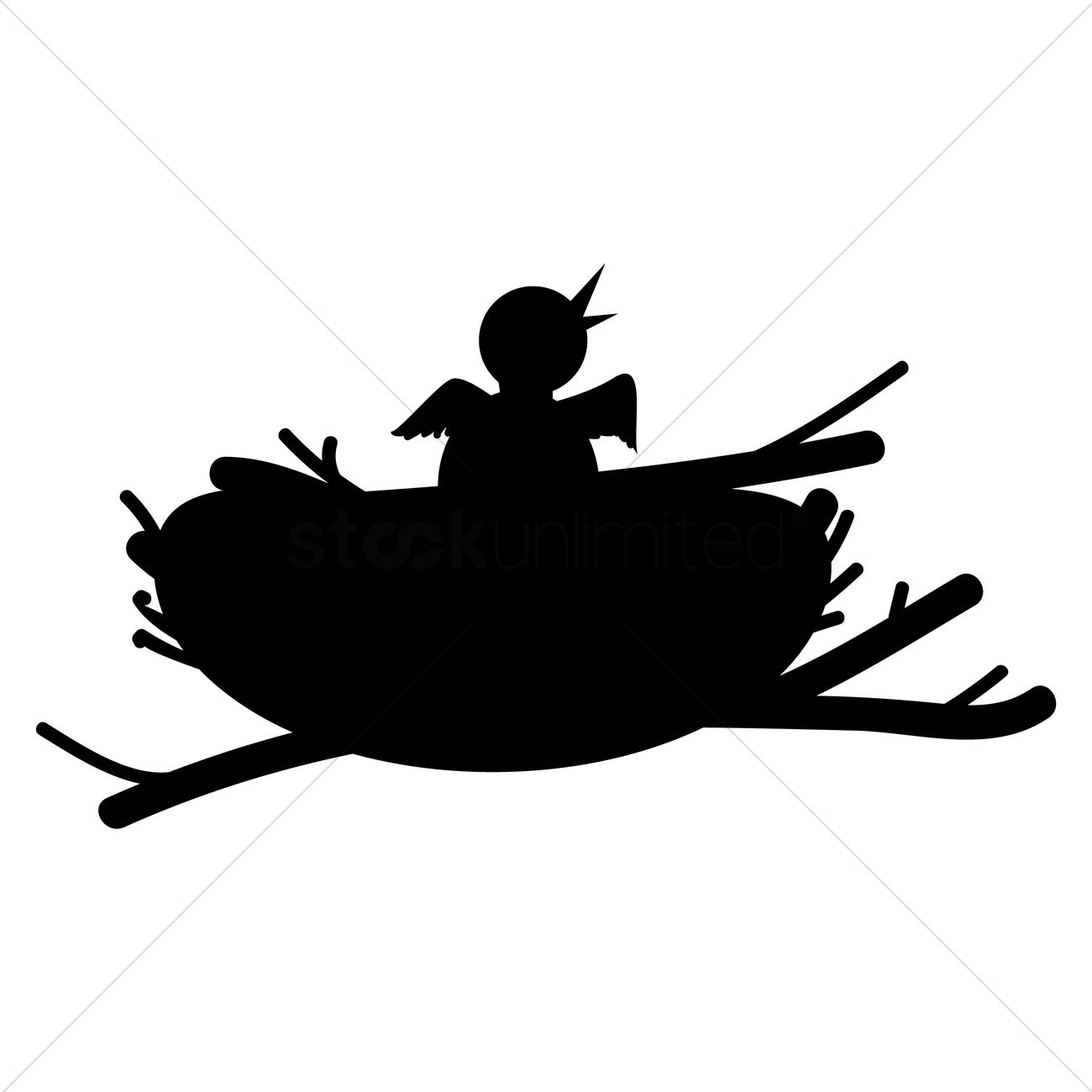 1300x1300 Silhouette Of Bird In Nest Vector Image