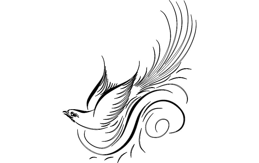 1002x633 Calligraphy Bird Vector Dxf File Free Download