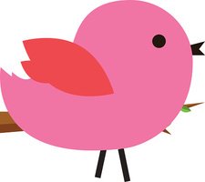 225x200 Pink Cute Bird Vector Illustration Stock Vectors