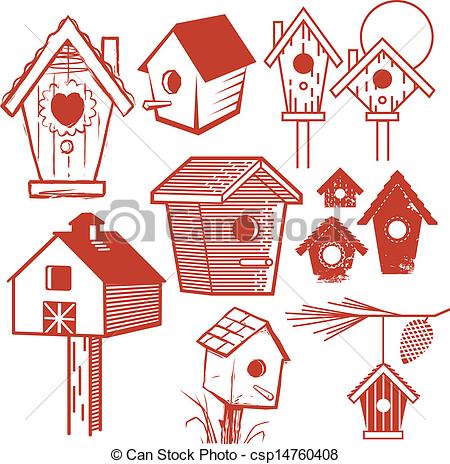 450x464 Birdhouse Collection. Clip Art Set Of Different Type Of Birdhouse.