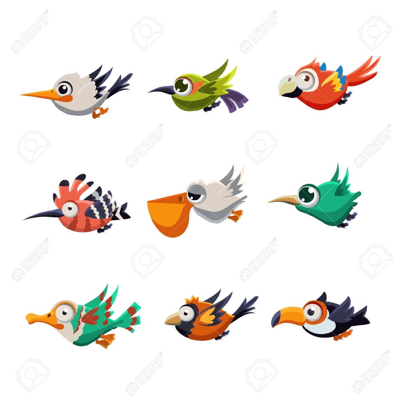 1300x1300 45692635 Cartoon Collection Of Funny Colourful Flying Profiles