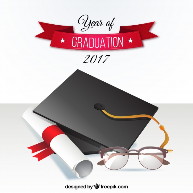 626x626 Graduation Background 2017 With Biretta And Diploma Vector Free