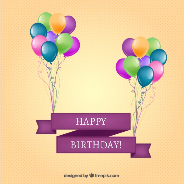 626x626 Happy Birthday Banner With Balloons Vector Free Download