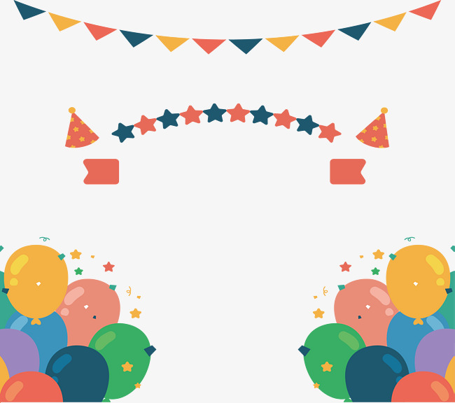 650x576 Birthday Party Decorative Balloon Banner, Vector Png, Triangular
