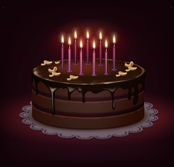 600x576 Chocolate Birthday Cake Vector Material