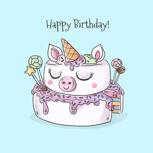 490x490 Watercolor Unicorn Birthday Cake Vector