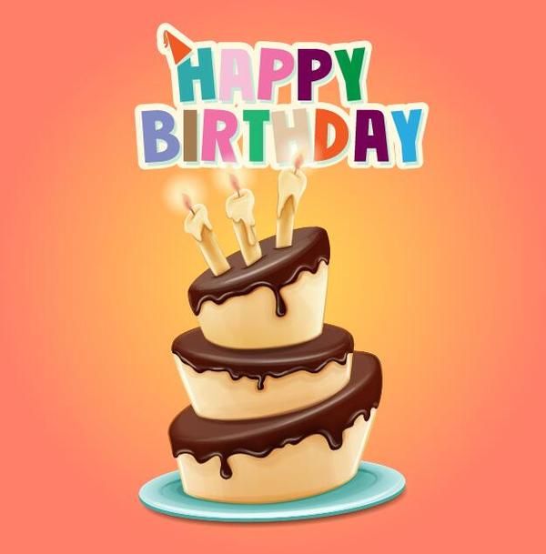 600x609 Free Eps File Retro Birthday Card With Cartoon Cake Vector 01