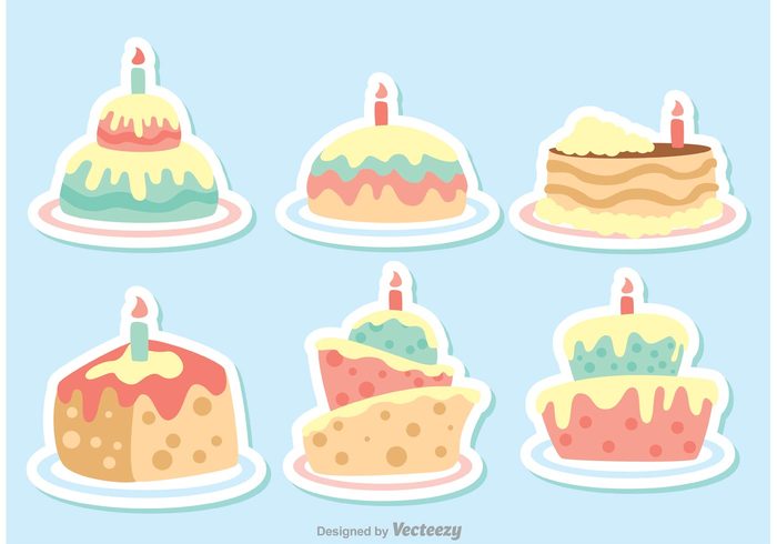 700x490 Colorful Vector Cartoon Birthday Cake Vectors Pack Free Vectors