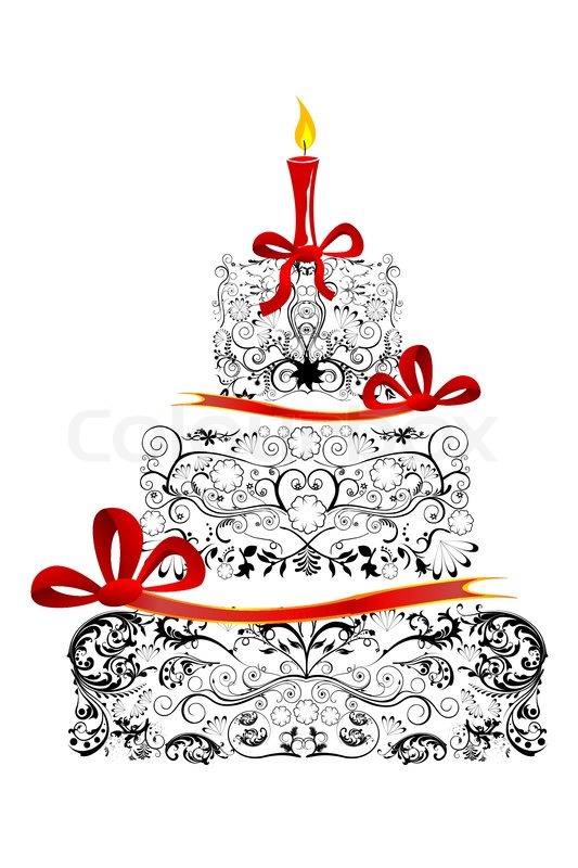 533x800 Illustration Of Floral Birthday Cake Stock Vector Colourbox