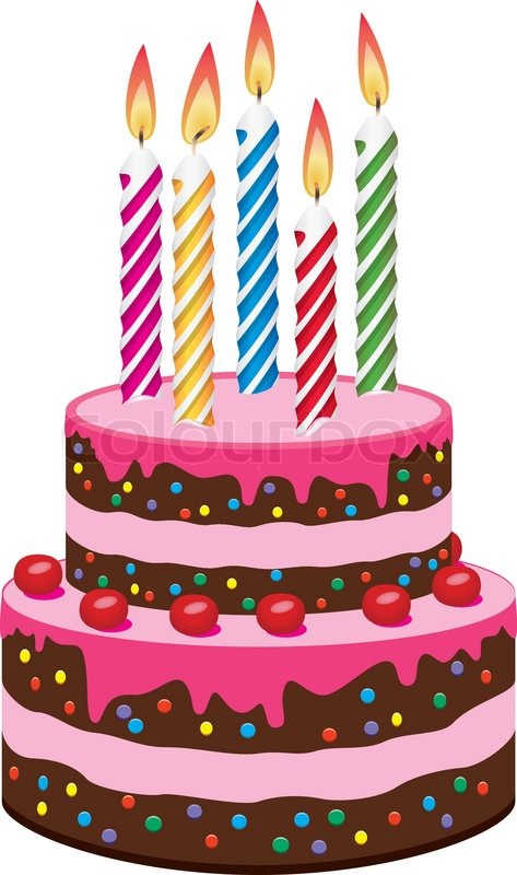473x800 Vector Birthday Cake With Burning Candles Stock Vector Colourbox