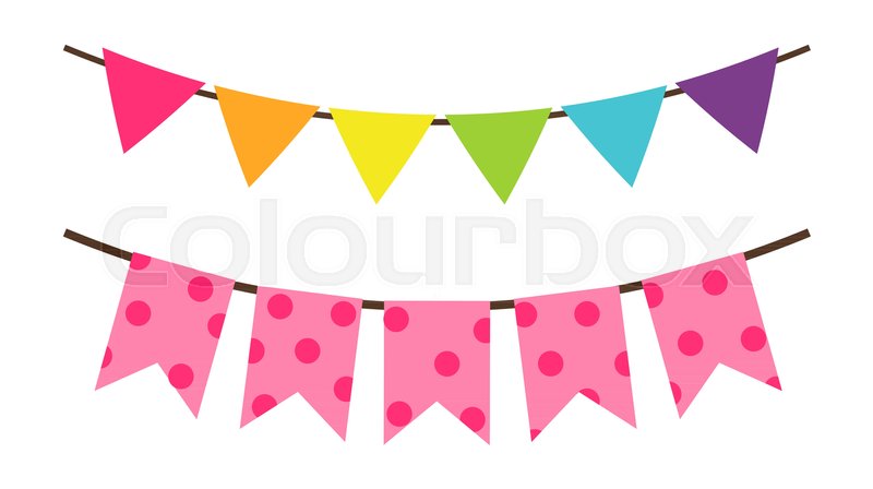800x448 Colorful Birthday Flags Decoration For Party Vector Illustration