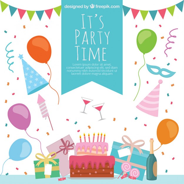 626x626 Colorful Party Time Decoration Vector Free Download
