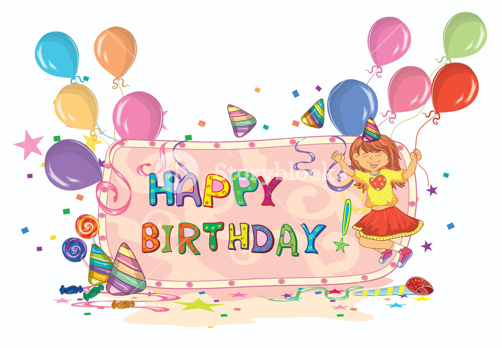 1000x694 Kids Birthday Party Vector Illustration Royalty Free Stock Image