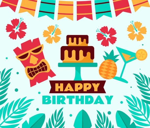 572x490 Tropical Birthday Party Vector