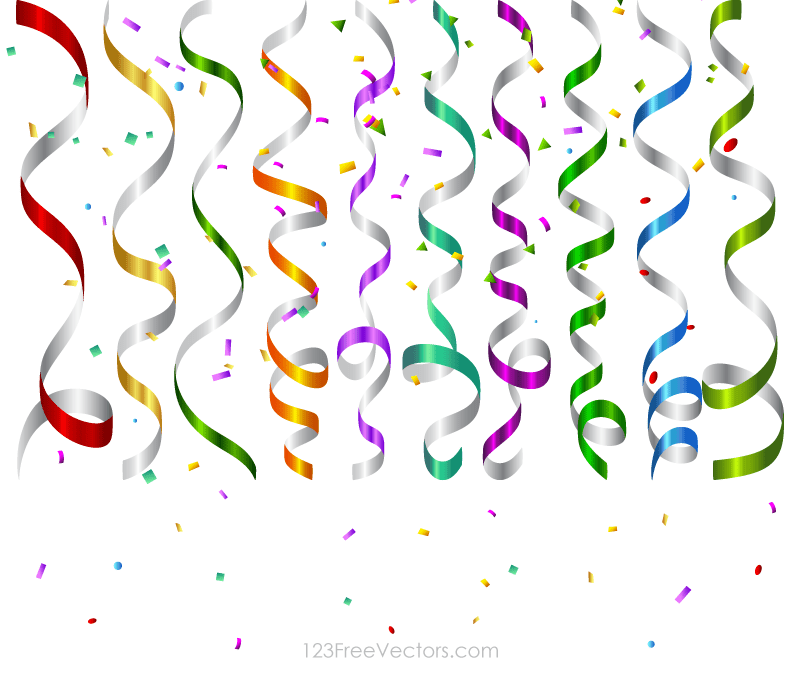 800x675 Vector Colorful Birthday Party Streamers And Confetti Background