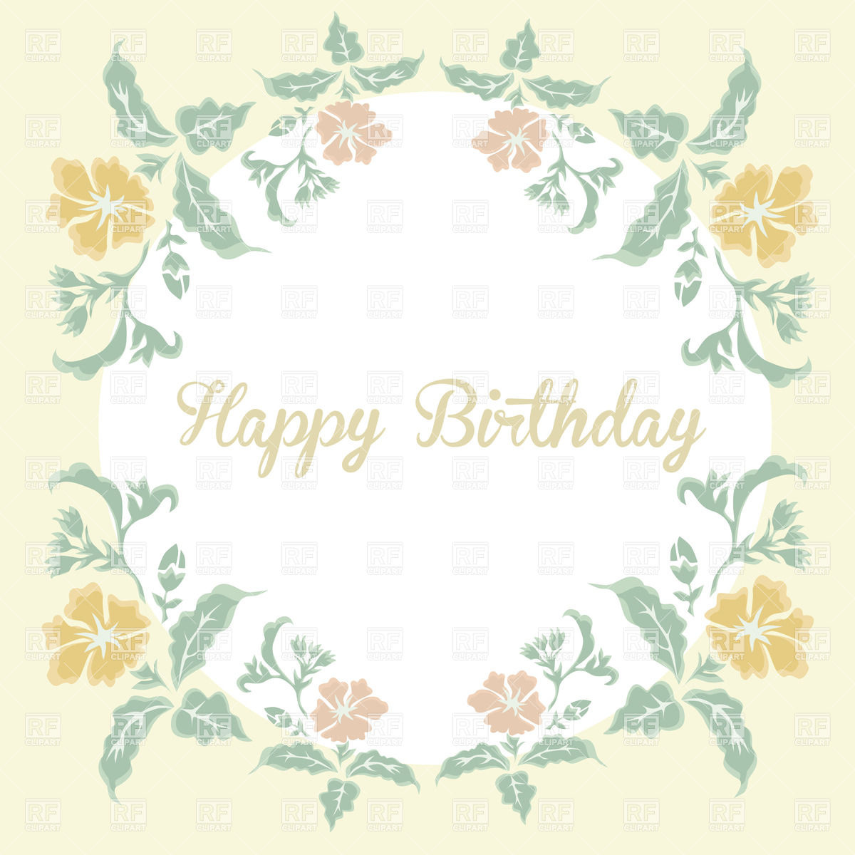 1200x1200 Vintage Floral Card With Inscription Happy Birthday Vector Image