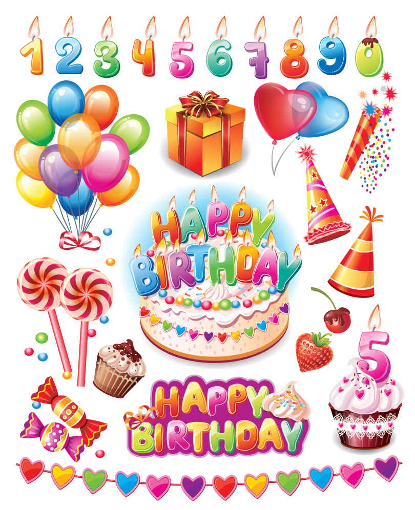 810x996 Happy Birthday Party Supplies Vector Free Vector Graphic Download