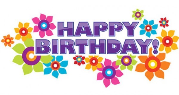 600x318 Glossy Floral Happy Birthday Vector Banner