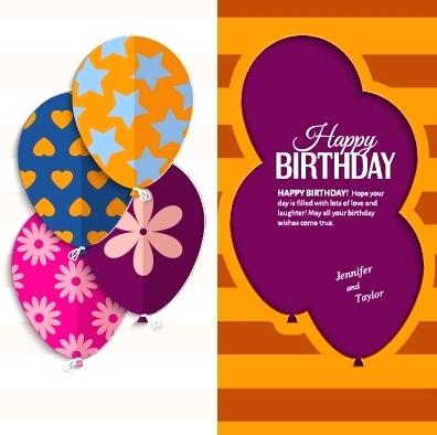 396x394 Greeting Card Template For Birthday Vector Material Templates
