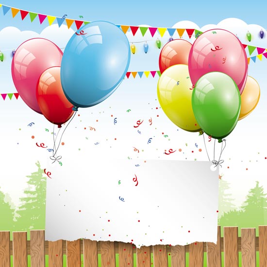 550x549 Happy Birthday Balloons Vector