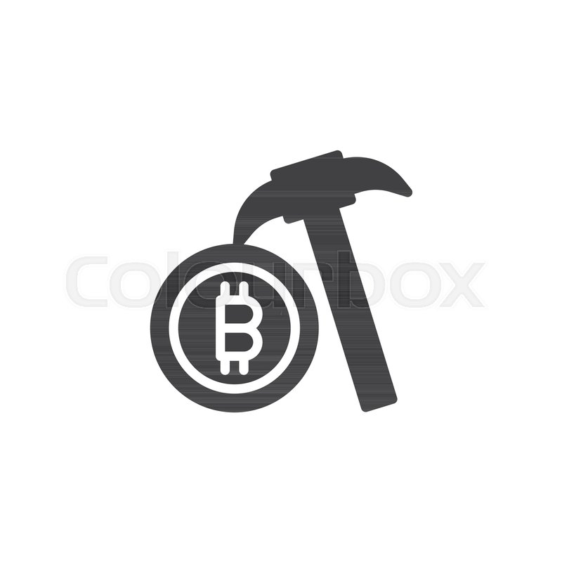 800x800 Mining Bitcoin Vector Icon. Filled Flat Sign For Mobile Concept