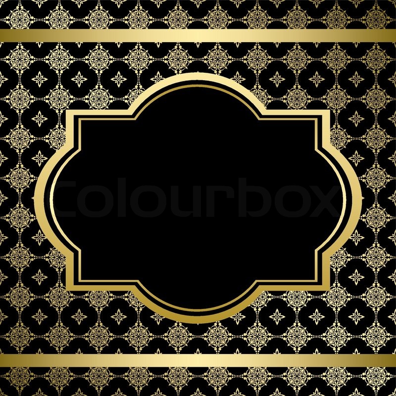 800x800 Black Vintage Card With Gold Ornament
