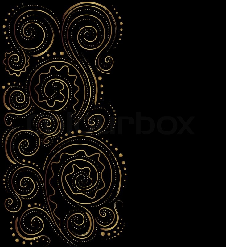 733x800 Design Black And Gold Vector Ornate Background Stock Vector