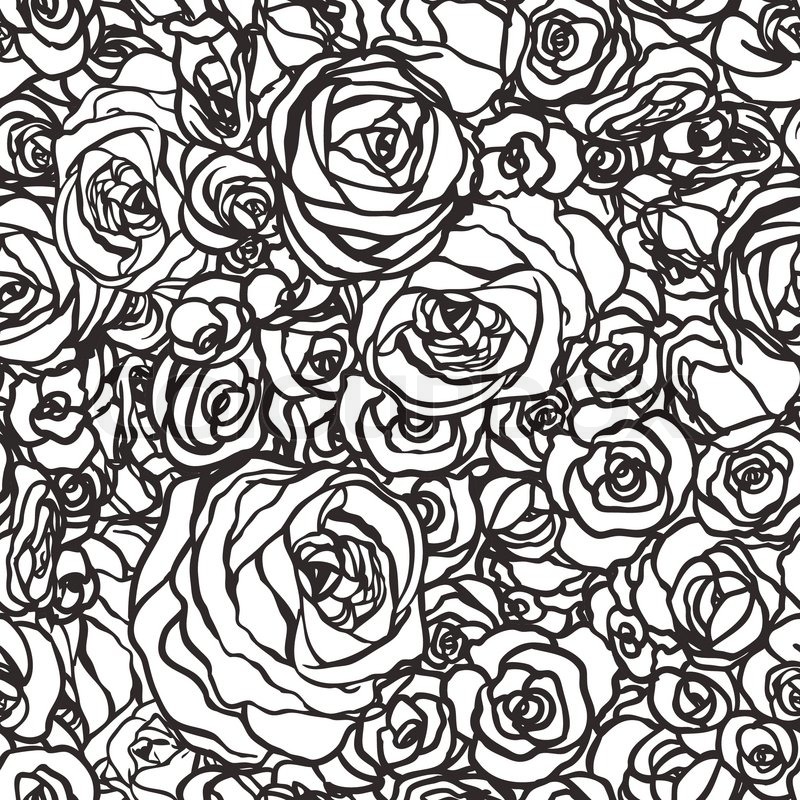 800x800 Seamless Pattern With Flowers Roses, Vector Floral Illustration In