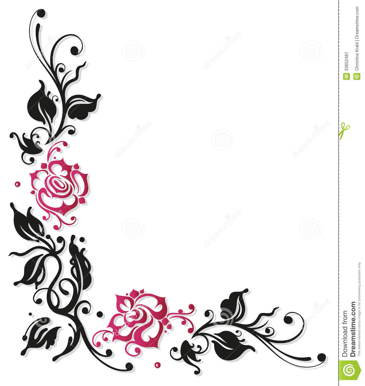 1230x1300 White Rose Border Clipart