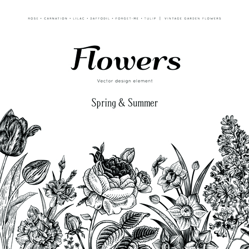 500x500 Black With White Floral Card Background Vector 05 Free Download