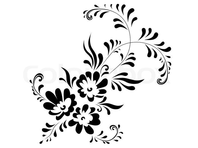 800x600 Illustration Of Floral Abstract Decoration Element In Black And