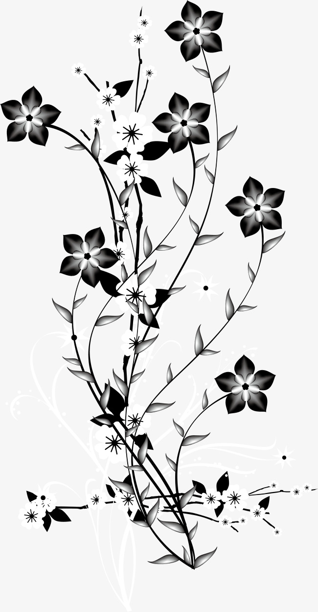 650x1250 Black And White Decorative Background Vector Flowers Branch