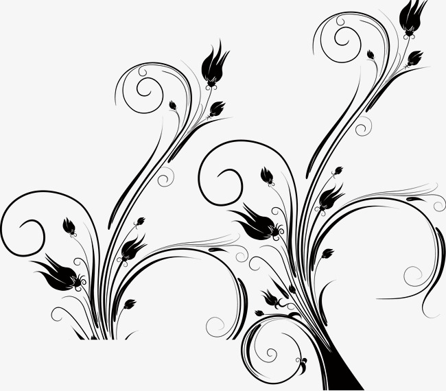650x570 Black Elegant Silhouettes Vector Material Flowers, Black Vector