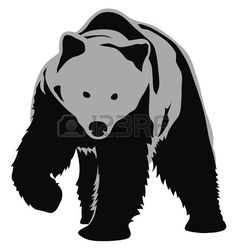 236x251 Big Black Bear Roaring. Vector Illustration With Grunge Design