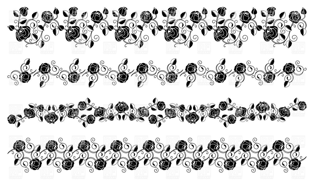 1200x691 Black Rose Borders Vector Image Vector Artwork Of Design