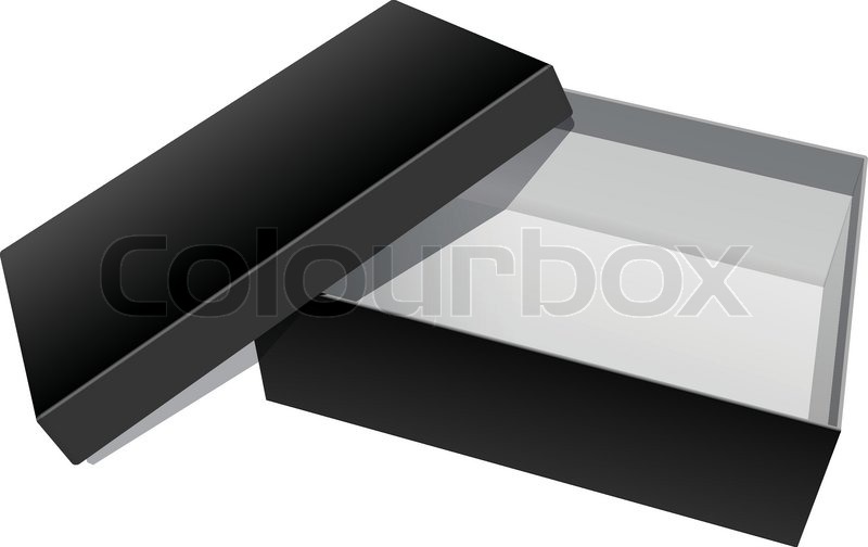 800x504 Black Blank Cardboard Package Box Opened With The Cover Removed