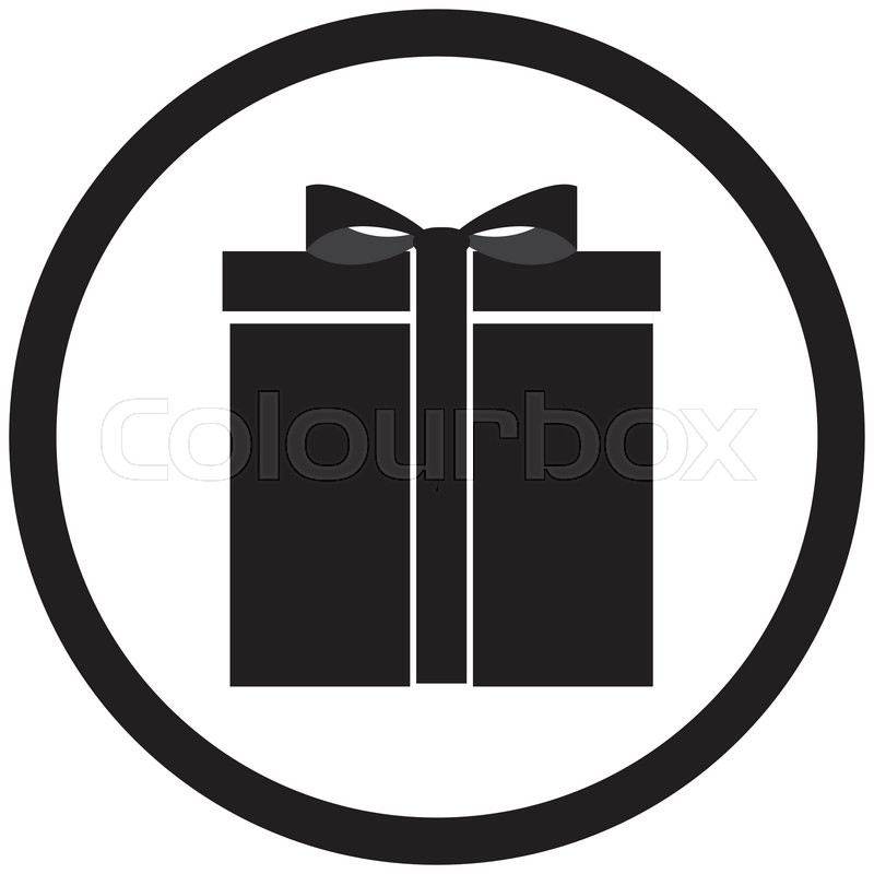 800x800 Black White Gift Box Vector. Christmas And Birthday Gift, Present