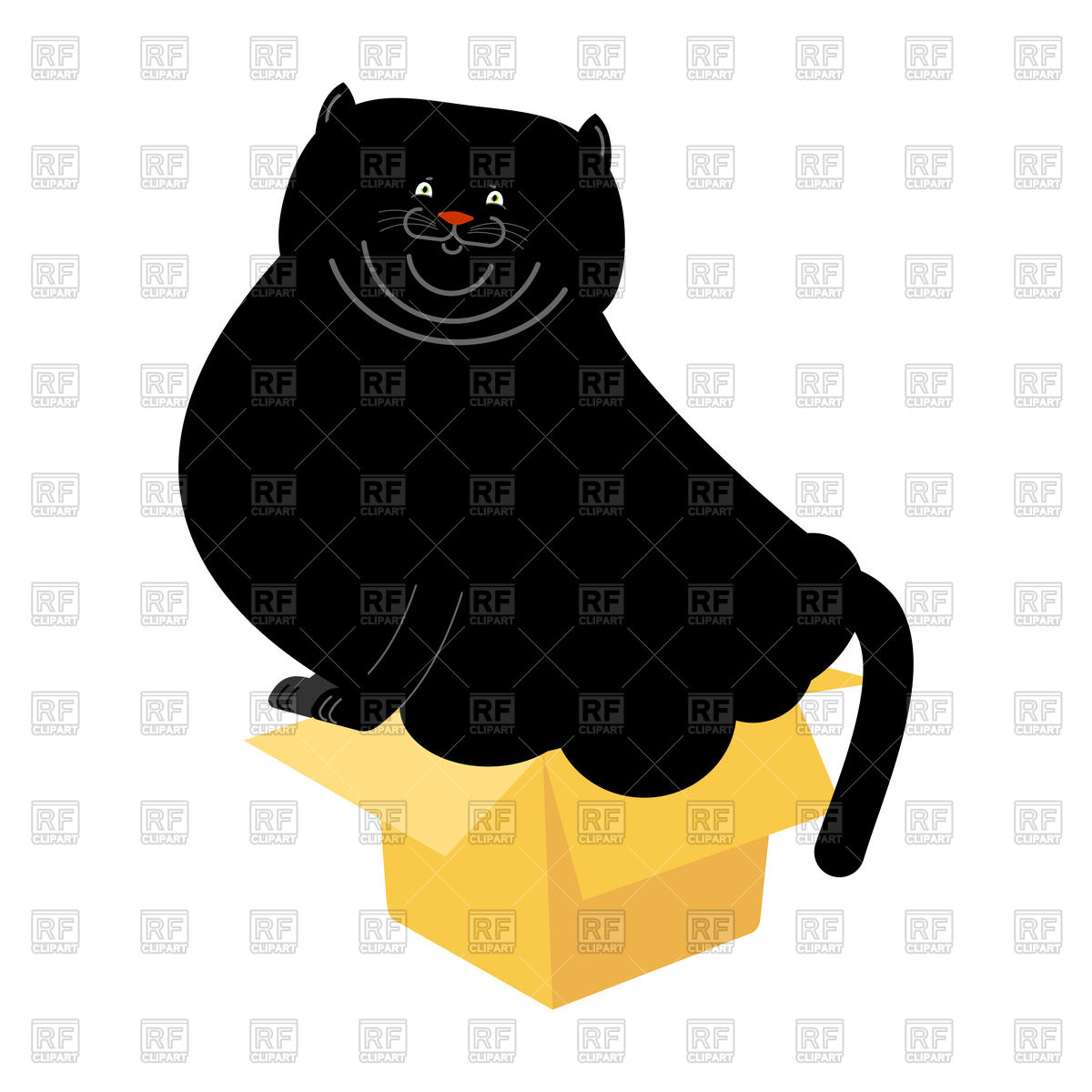 1200x1200 Fat Black Cat In Small Box Vector Image Vector Artwork Of Plants