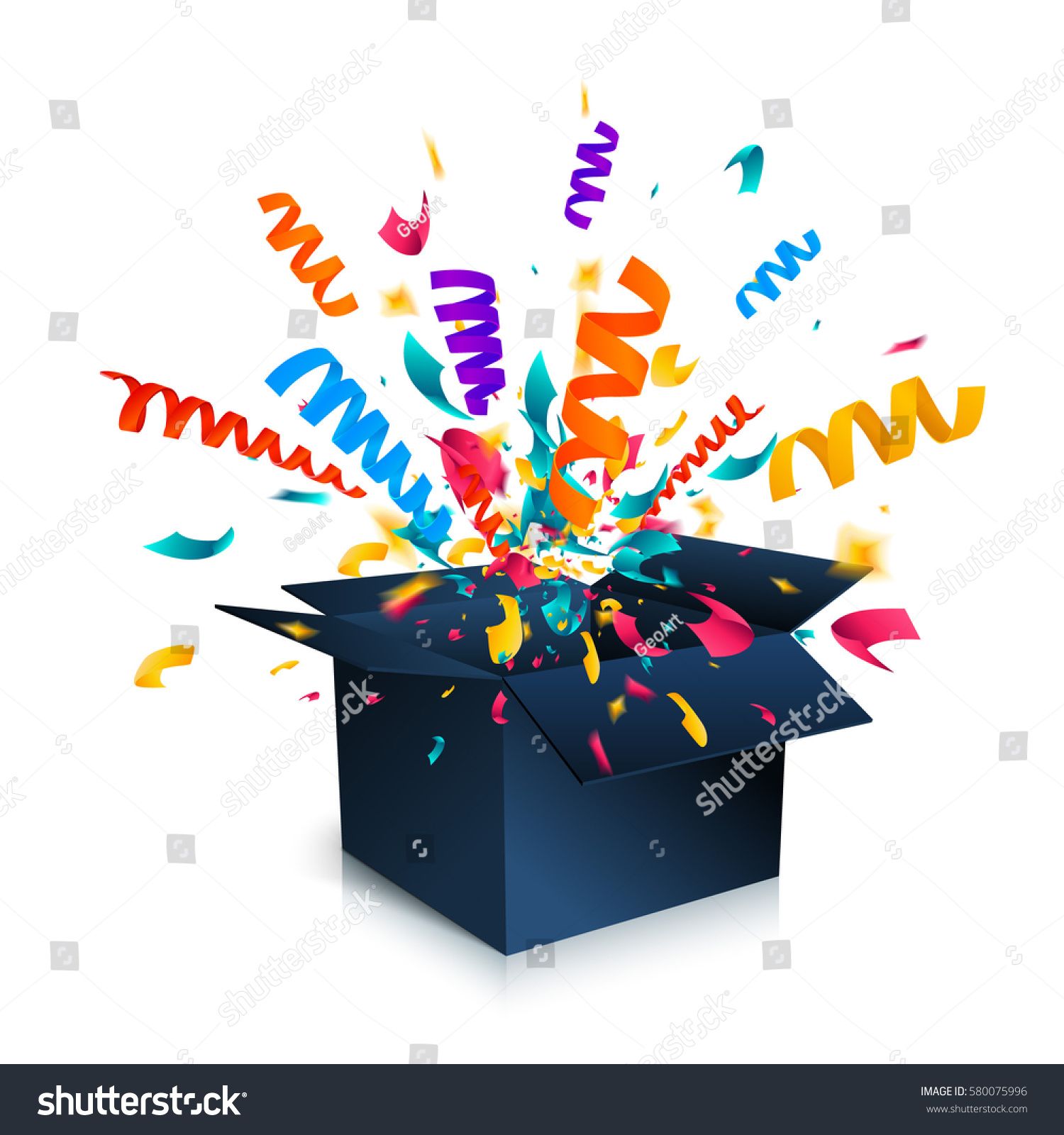 1500x1600 Gift Box Isolated On White Background With Confetti Explosion. An