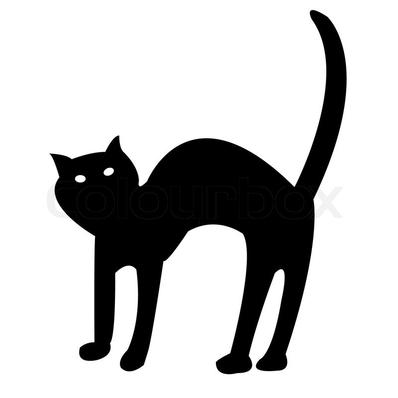 800x800 Black Cat Isolated On White, Vector Art Illustration Stock