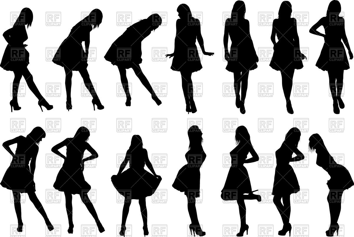 1200x802 Silhouettes Of Women In Dresses Vector Image Vector Artwork Of